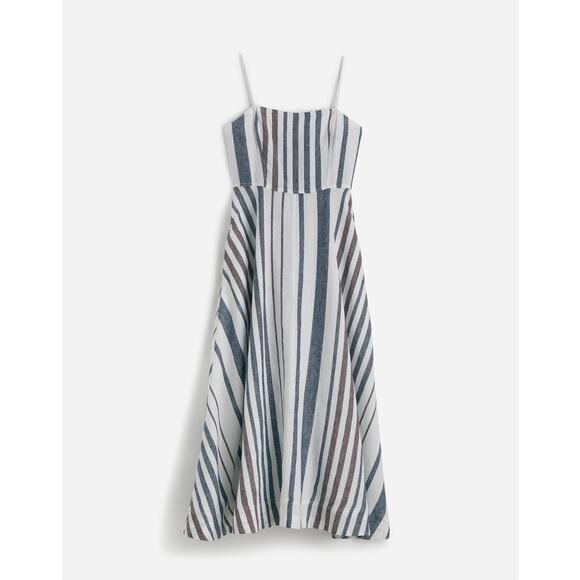 NWT Madewell Striped Circle Maxi Dress 100% Linen w/ Pockets Size 4 - Picture 4 of 6